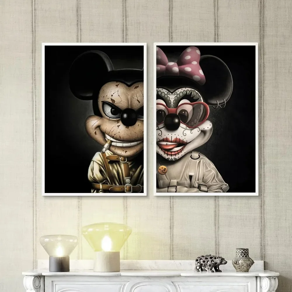 Funny Dolls Mickey Minnie Mafia Gang Wall Art, HD Canvas Print Poster, Suitable for, Studio, Home, Room Decoration Painting