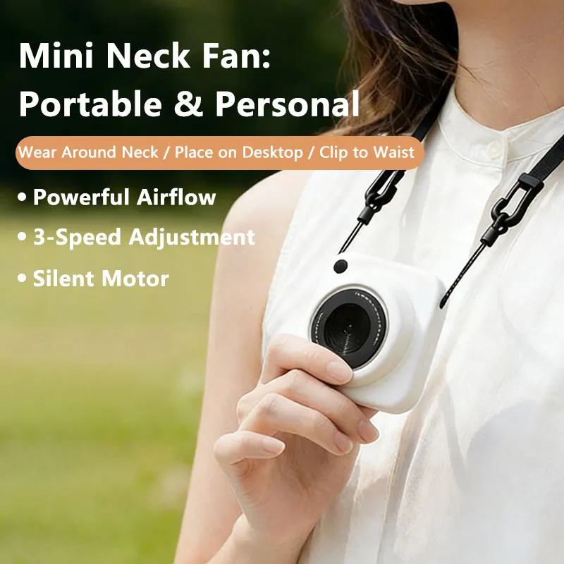 Stylish Neck-Worn Mini Camera Cooling Device Portable Pocket-Sized Outdoor Mini Fan the Perfect Gift