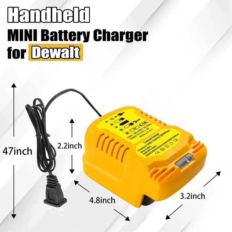 Mini Charger Replacement For Dewalt 20V Battery, Compatible With DCB112 For Dewalt 20V/60V MAX Lithium-Ion Batteries