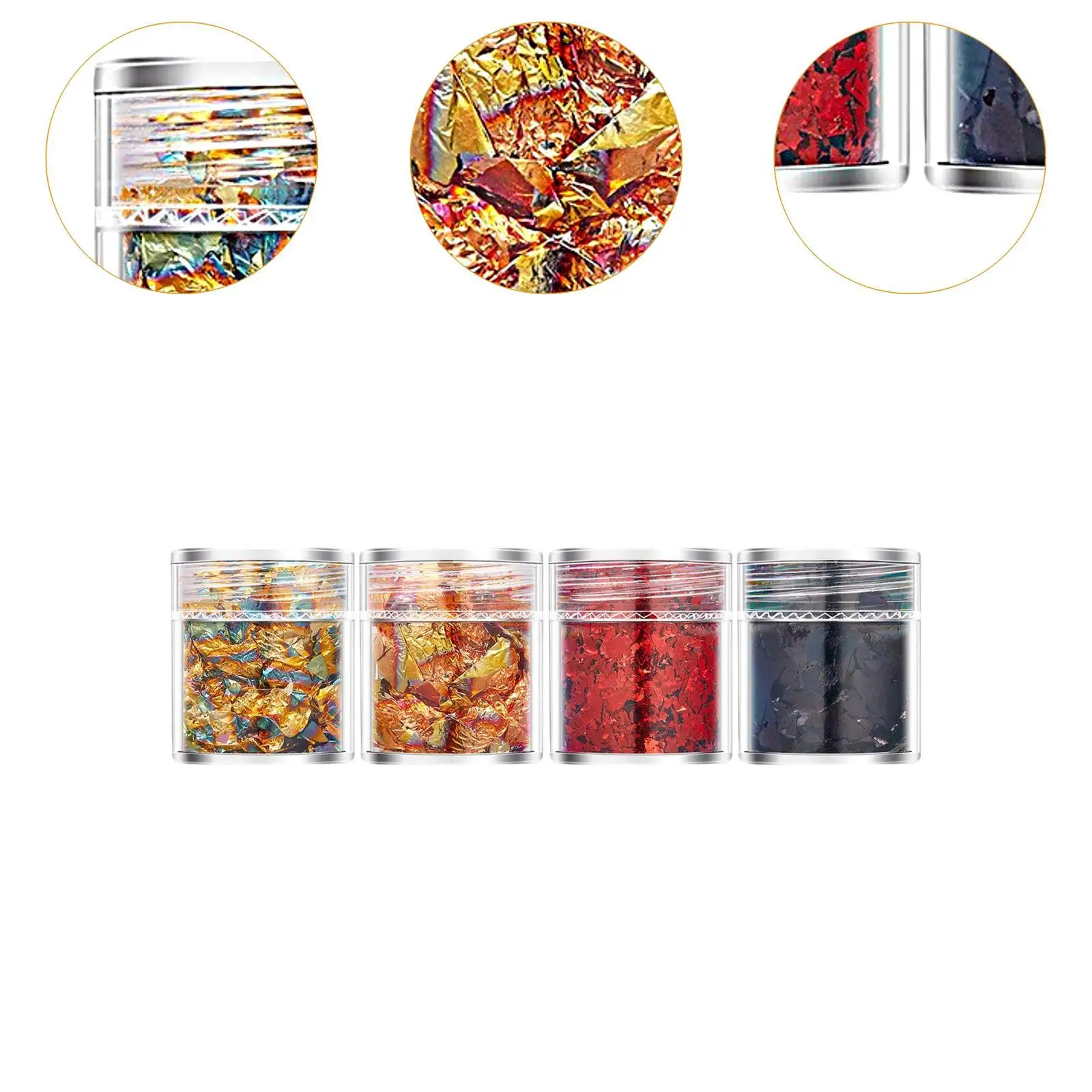 4 pezzi di lamina per nail art scaglie irregolari fai da te 3D per unghie sottili coriandoli lucidi Plutone oro