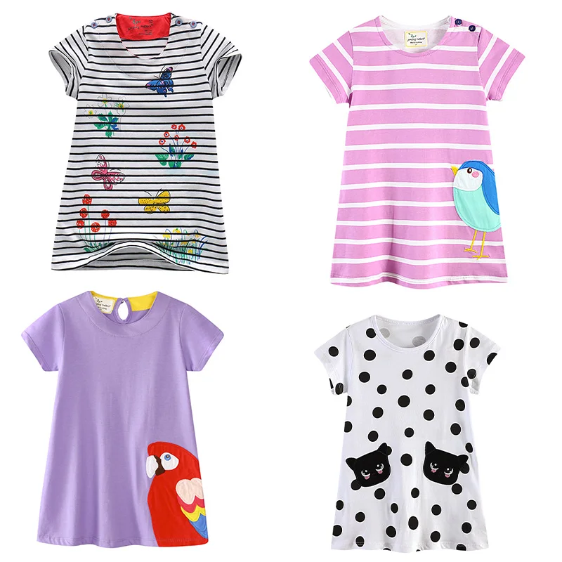 

Jumping Meters 18M-6T Princess Girls Dresses Animals Party Frocks Hot Selling Baby Clothing Short Sleeve Summer Kids Wear
