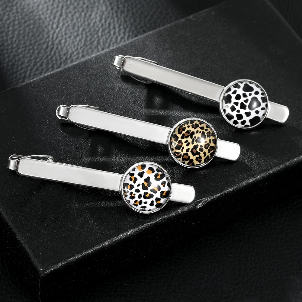 الجدة 3 أنماط كابوشون ليوبارد طباعة صورة فنية رجل زر الكم التعادل كليب جولة كم زر #1