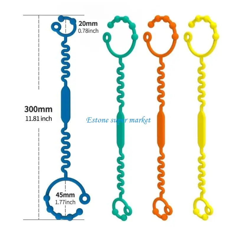 

090B Baby Essential Safety Strap for Bottles & Cups Silicone Not Drop Leash Silicone Adjustable Strap Comfortable for Kids