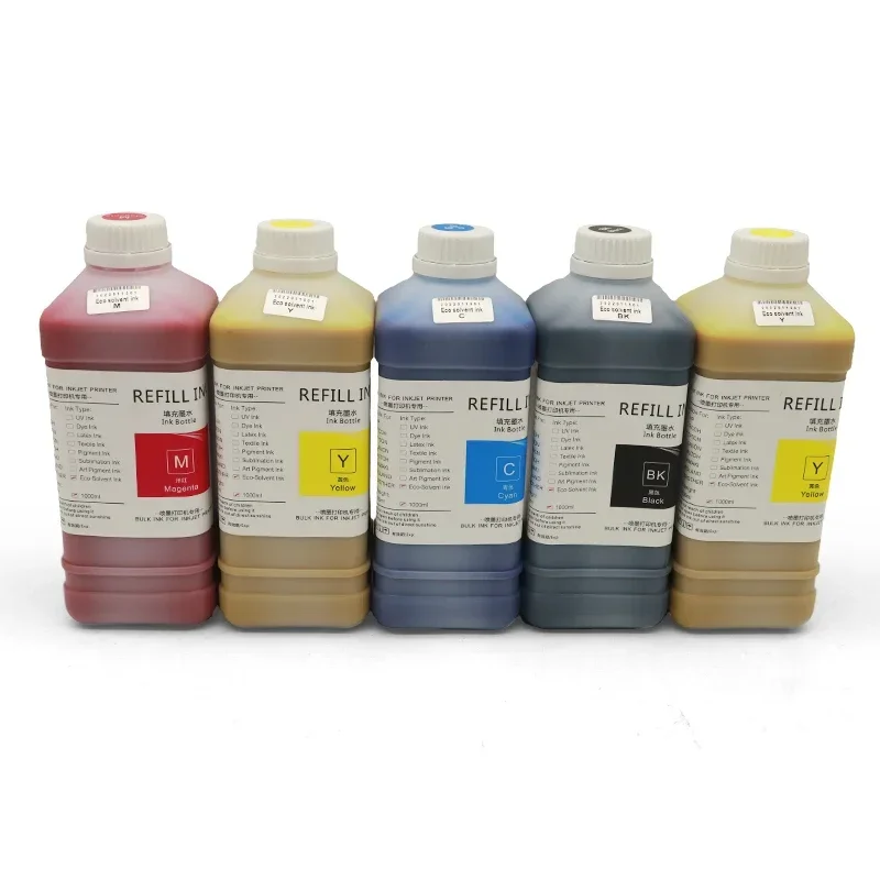 1000ml Eco solvent Ink For Roland Mimaki Mutoh Epson TX800 4720 I3200 5113 DX4 DX5 DX6 DX7 XP600 Printer Printhead solvent Ink