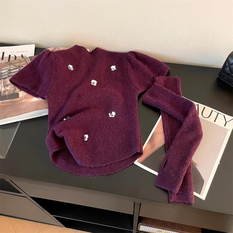 

Detachable Sleeve Knitted Sweater Women Ladies Summer Colorful Striped Cropped U-Neck Lettuce Edge Seoulish Style Beach Casual