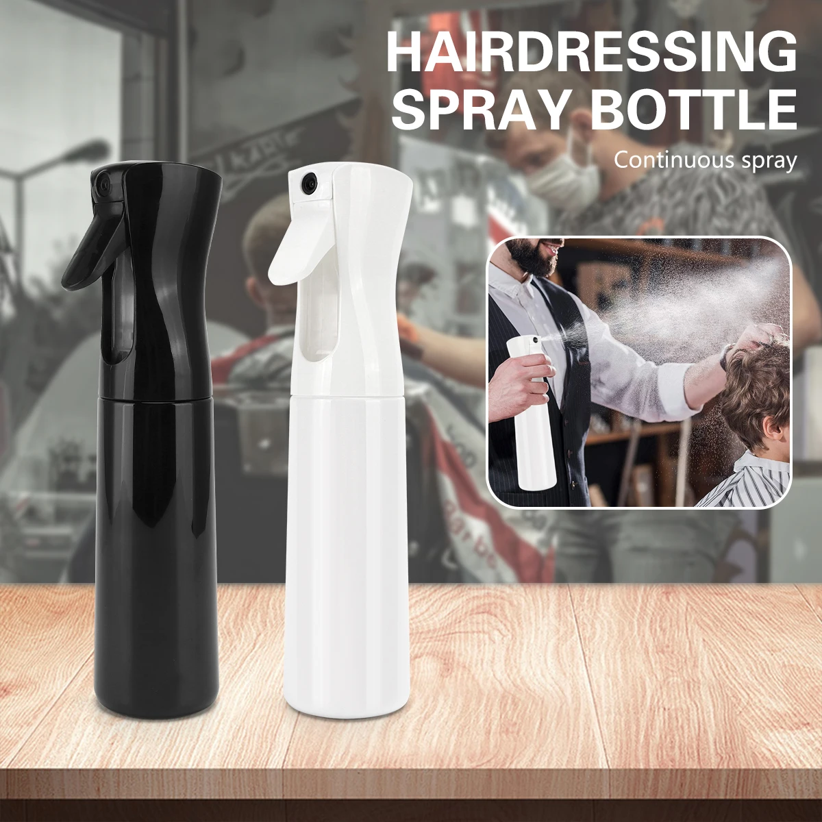 300ML High Pressure Continuous Spray Bottle Refillable Hairdressing Mist Watering Can Salon Beauty Home Plant Sprayer Supplies