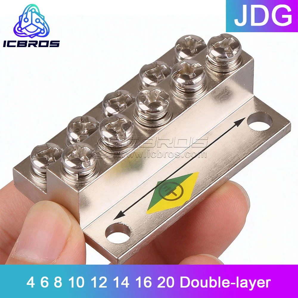 JDG Wiring Copper Bar A B C Type 4 6 8 10 12 14 16 20 Double-layer GroundinG Terminal Block