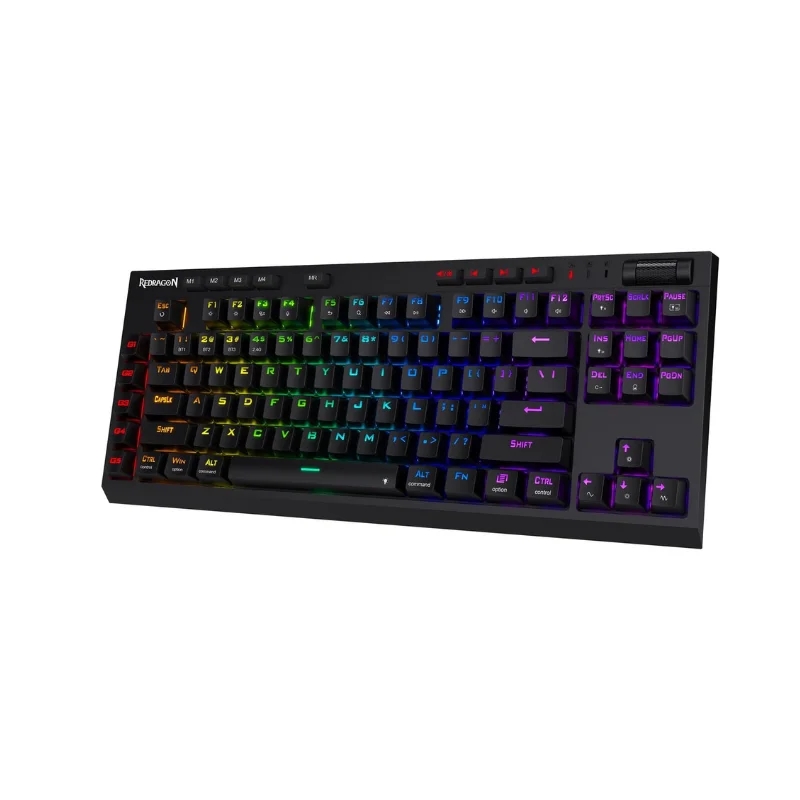 Redragon K596 PRO RGB 5.0 BT/2.4 Ghz/Wired Three Modes Hot-Swappable 87 Keys TKL Wrist Rest Mechanical Gaming Keyboard