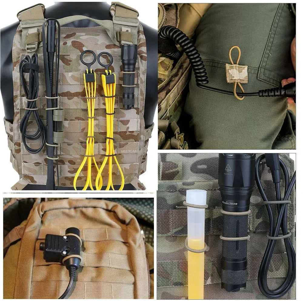 Tactical MOLLE Elastic Molle Ribbon Buckle Tactical Binding Retainer for Antenna Stick Pipe Elastic Rope Webbing Buckle