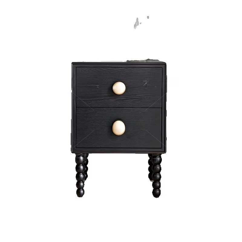 

Muzi French retro solid wood medium antique Ruby bedside table small apartment bedroom locker storage cabinet bedside table