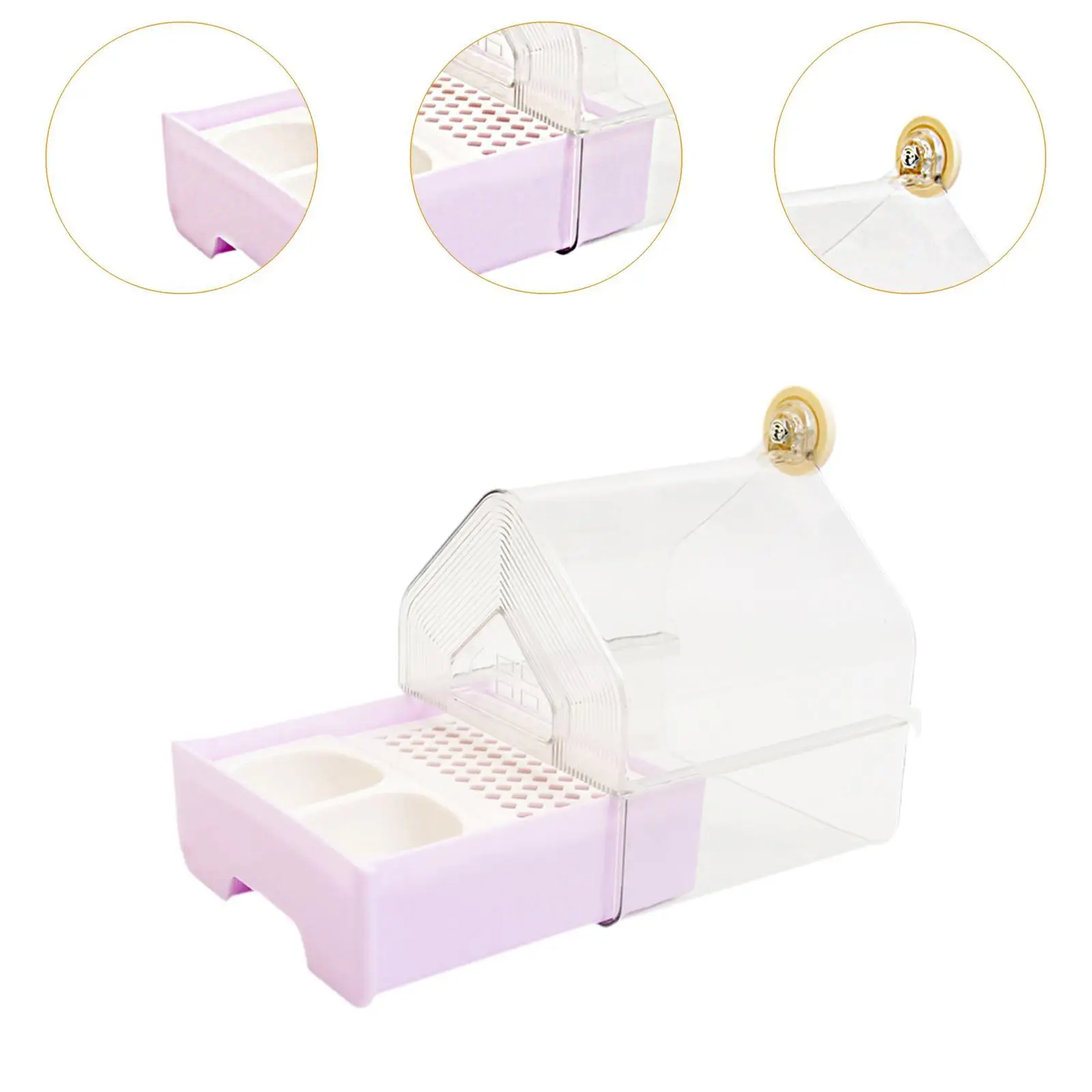 حمام معلق على شكل طيور مع وحدة تغذية للطيور وعاء حمام صندوق دش حوض استحمام للطيور الصغيرة إلى المتوسطة الطيور الببغاوات الببغاء #5