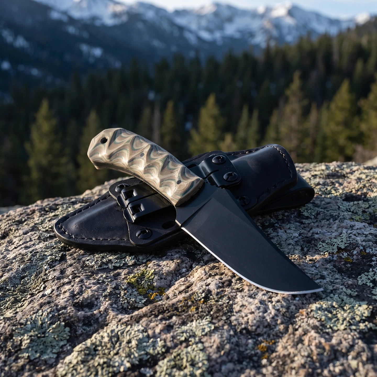 WK - Woodcutter, Outdoor Knife, G10 Dual-color Handle, Sandwich Silent Sheath, High-hardness Integrated Steel Camping Knife