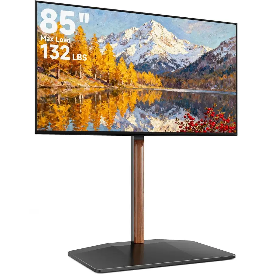 TV Stand with Wood for 3285 Inch LCD LED OLED Screen, Holds 132 Lbs, Height Adjustable Universal Floor TV Stand, Max VESA 600 40