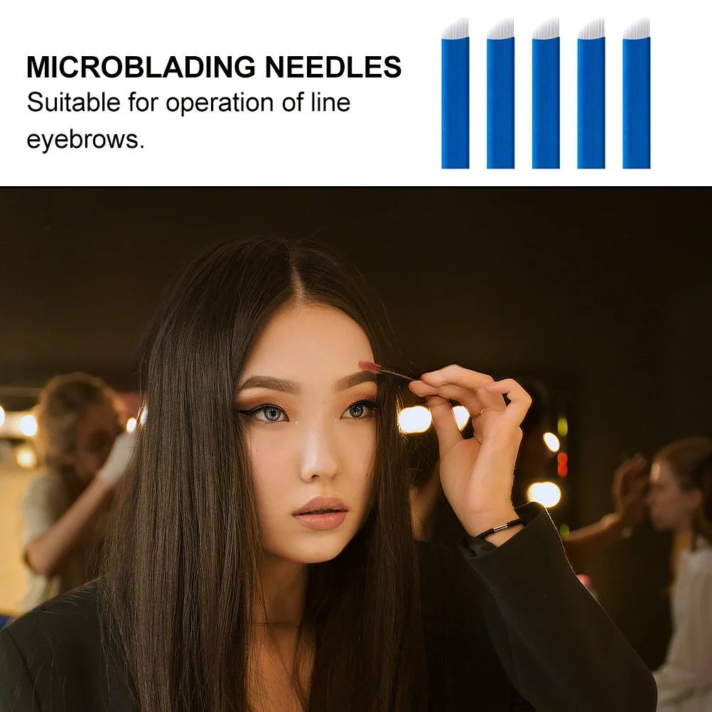 เข็มไมโครเบลดแบบใช้แล้วทิ้ง 30 ชิ้น ใบมีดแบบพกพาสำหรับมืออาชีพ สำหรับการสักคิ้ว อุปกรณ์เสริมสำหรับแต่งหน้า