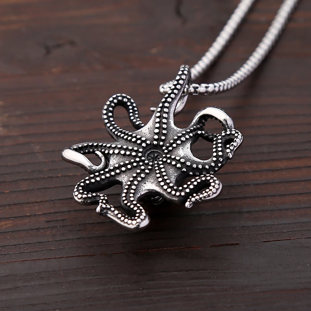 Fashion Punk High Quality Octopus Pendant Necklaces Stainless Steel Biker Hip Hop Animal Necklace For Men Creative Jewelry Gifts