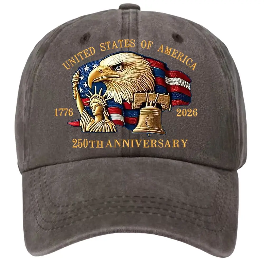 1pc United States 250th Anniversary Baseball Caps for Women,Washed Retro Design,Handmade Embroidery Hat for Parties,Adjustable
