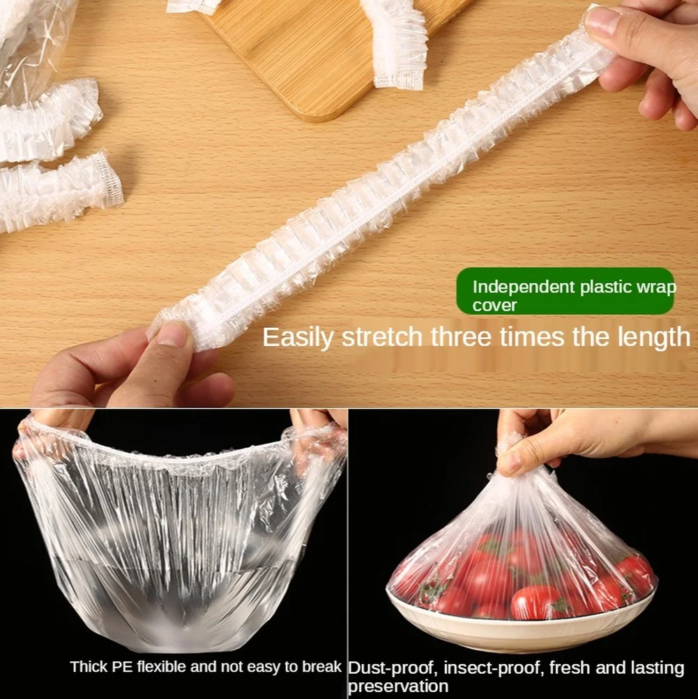 

100 Pack Food Storage Plastic Disposable Bag Packaging Cover Bowl Elastic Plate Kitchen Fresh Seal