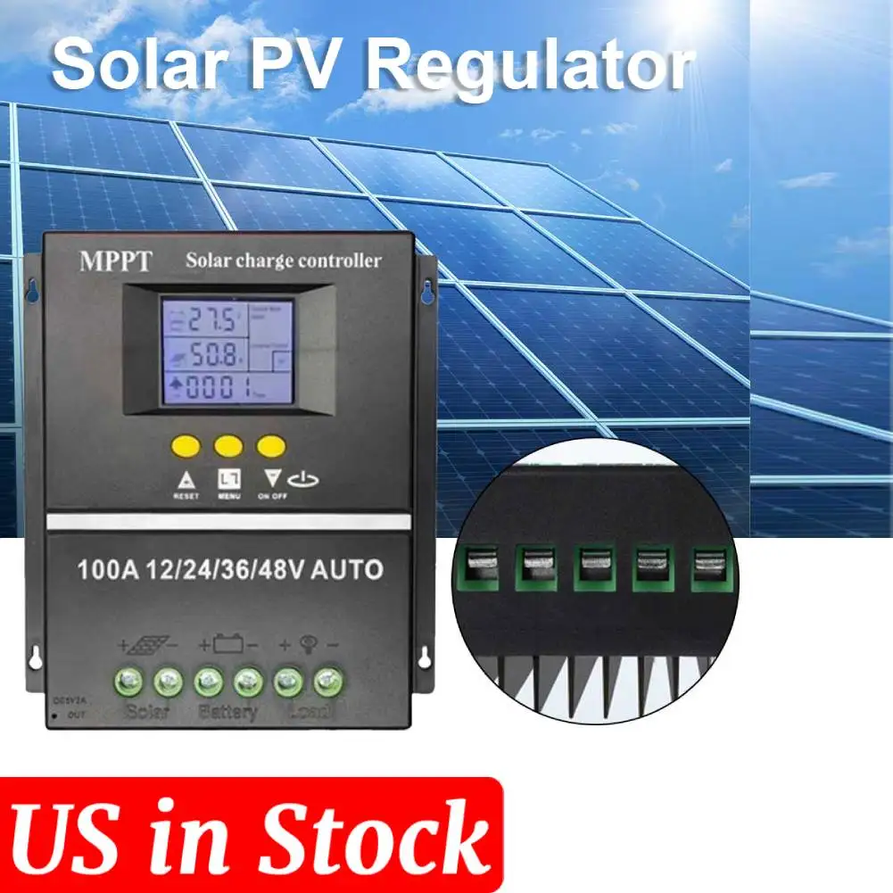 

100A MPPT Solar Charge Controller Intelligent Regulator LCD Display Auto Solar Charge Controller Dual USB for Solar Panel