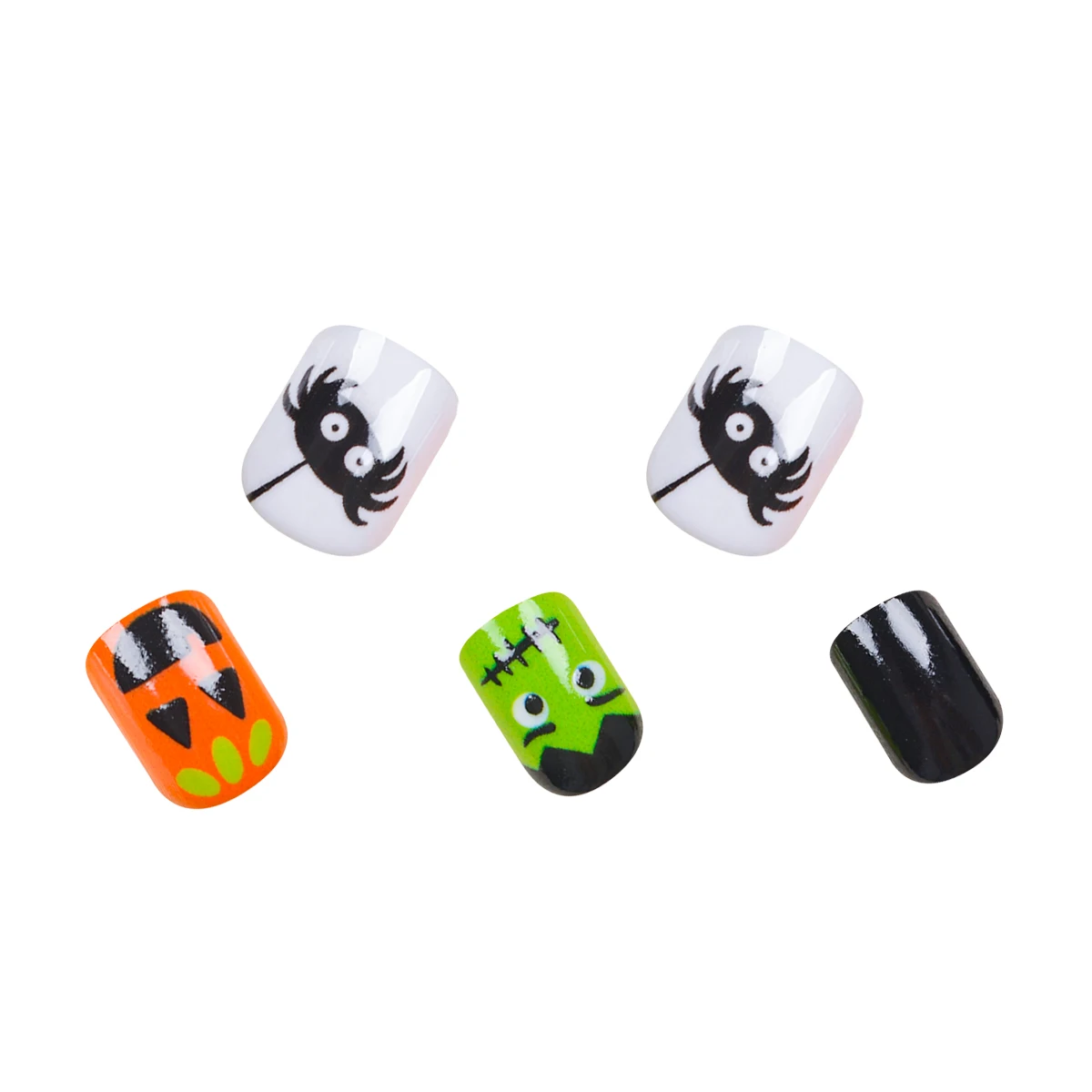 Unhas Postiças Oval Curtas, Série Halloween, Bonito, Aranha, Abóbora, Patch Pattern, Estilo Bonito Nail Patches, 24pcs