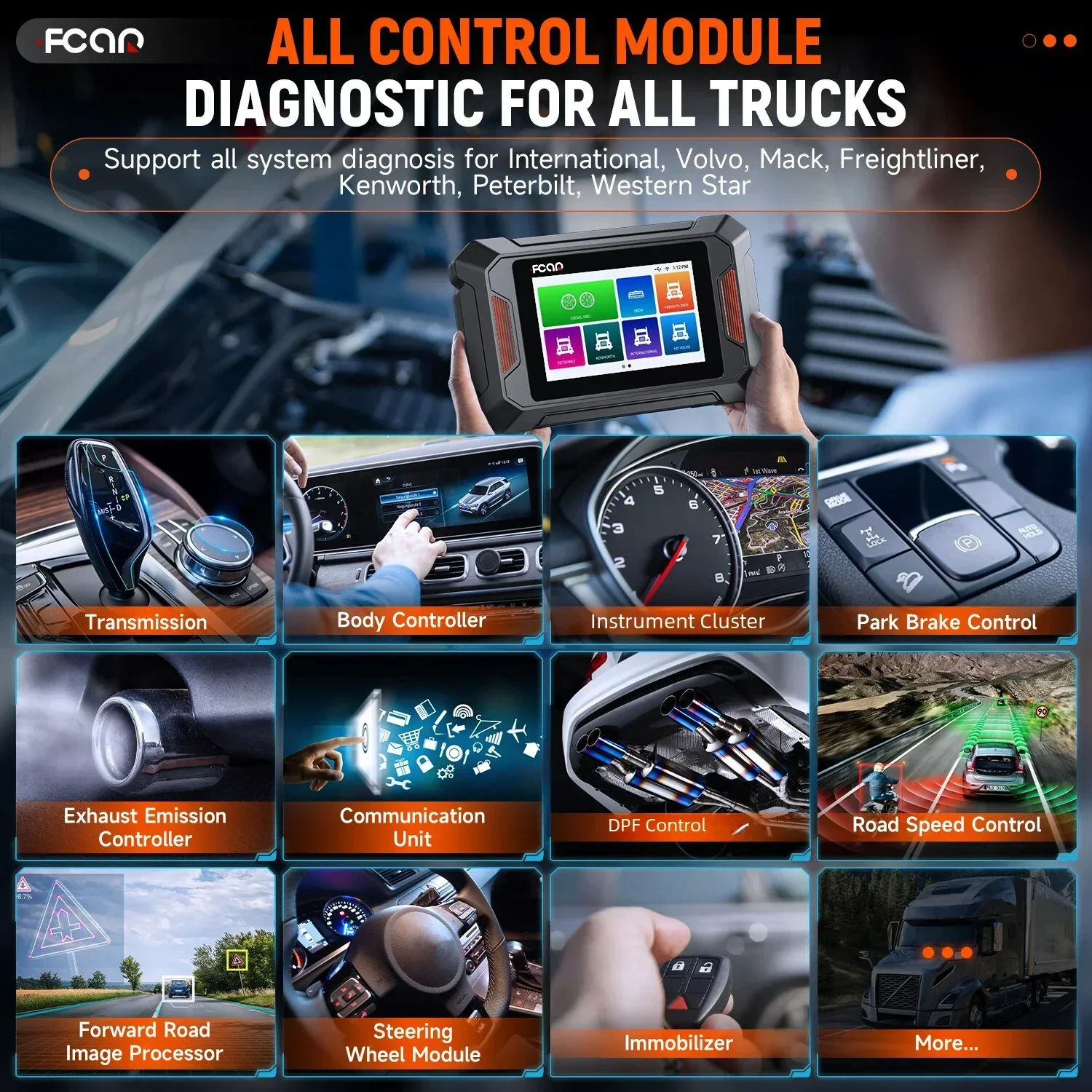 2024 Fcar F801 Diesel Heavy Duty Truck Diagnostic Tool Professional All System D.PF Regen Oil Reset HD OBD Scanner for Truck Car