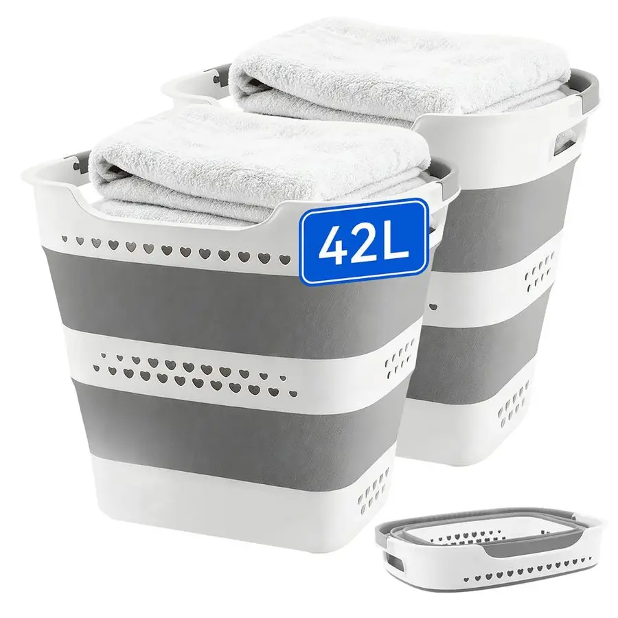 

Pcs 42L 11 Gallon Collapsible Plastic Laundry Basket Hamper with Handles, Foldable Laundry Basket, Pop Up Storage Container Orga