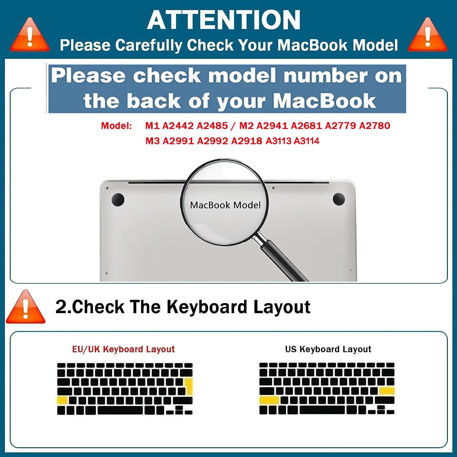 Keyboard Cover Skin for MacBook Air & Pro M3 M2 M1 15.3