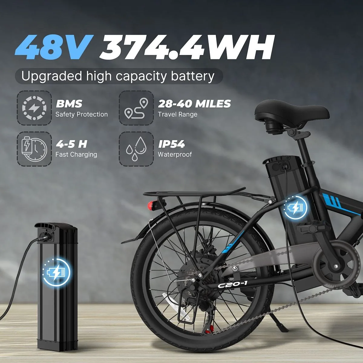 

Battery for Silverfish 750W 1000W Bafang Motor Kit - 36V/48V 20Ah 18650 Lithium Rechargeable Built-in Bms with 2A Charger