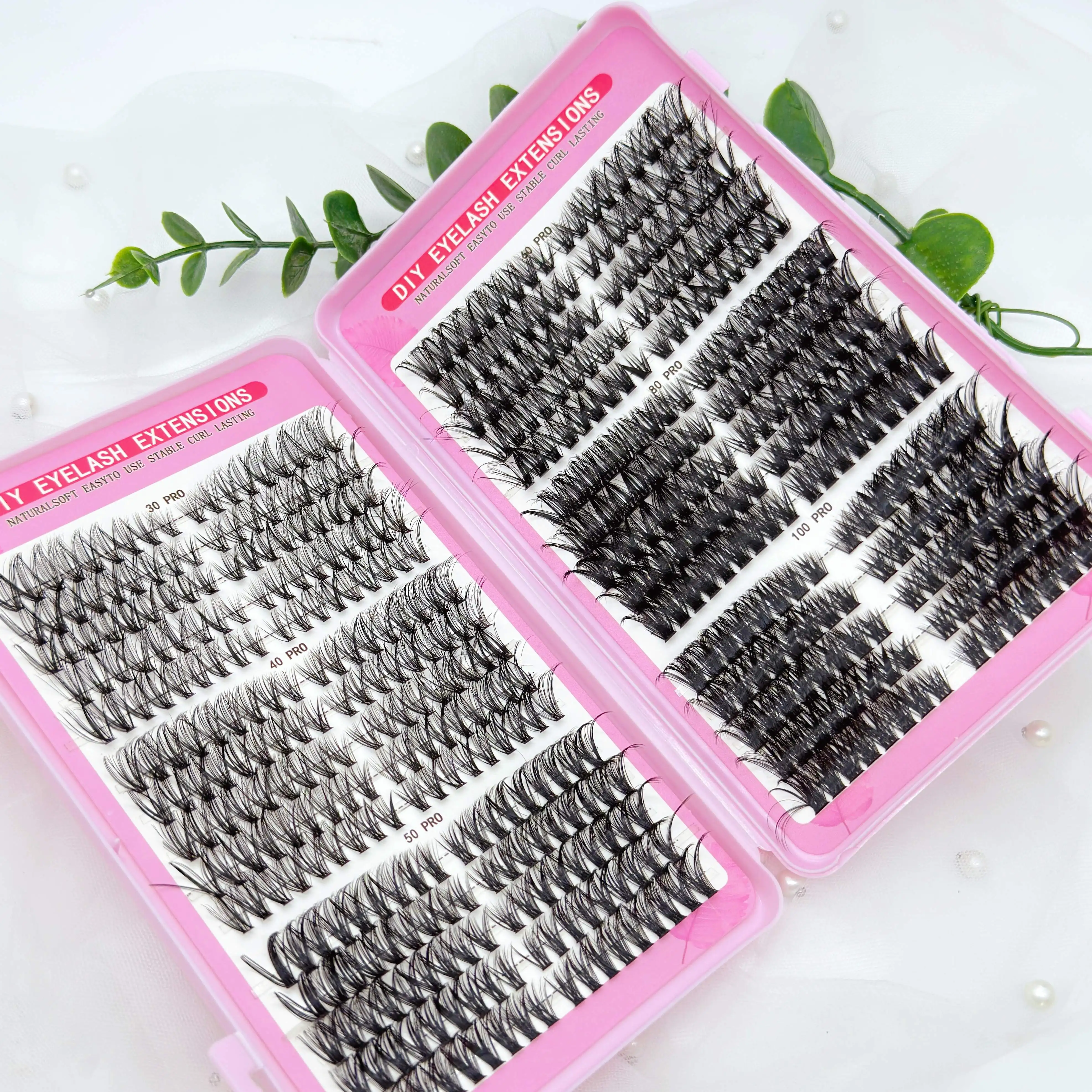 High-capacity DIY self-grooming multi-density single-cluster false eyelashes, ranging from 30D to 100D, in a mixed pack. This se