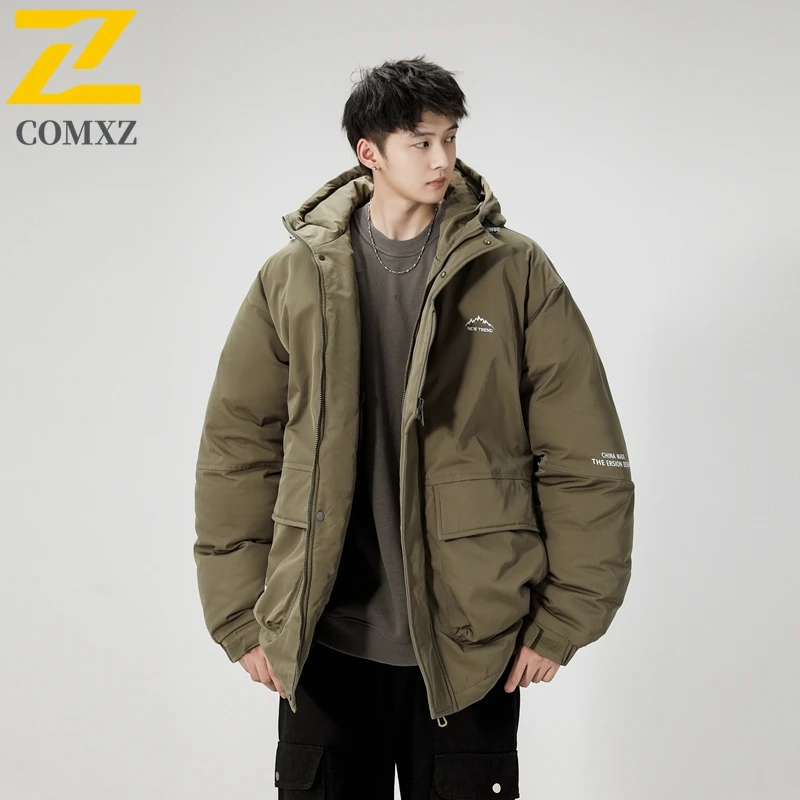 

2025 New Winter Jacket Men's high quality Fashion Printed Thick Warm Hooded Parka Men Brand Casual Windproof Cotton Padding Coat