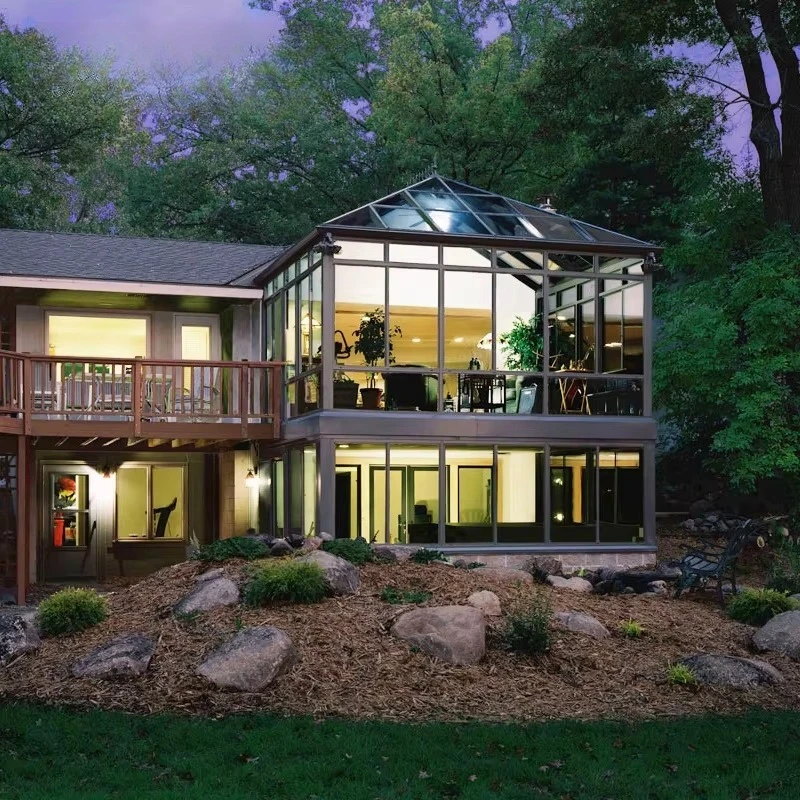 Modern Polygonal Aluminum Alloy Frame Glass House Double Layer Tempered Thermal Insulated Sunroom For Backyard Garden