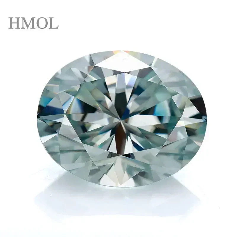 HMOL Moissanite lampu bentuk Oval warna biru Aqua VVS1 permata berkilau berlian harga grosir pabrik GRA dengan manik-manik sertifikat