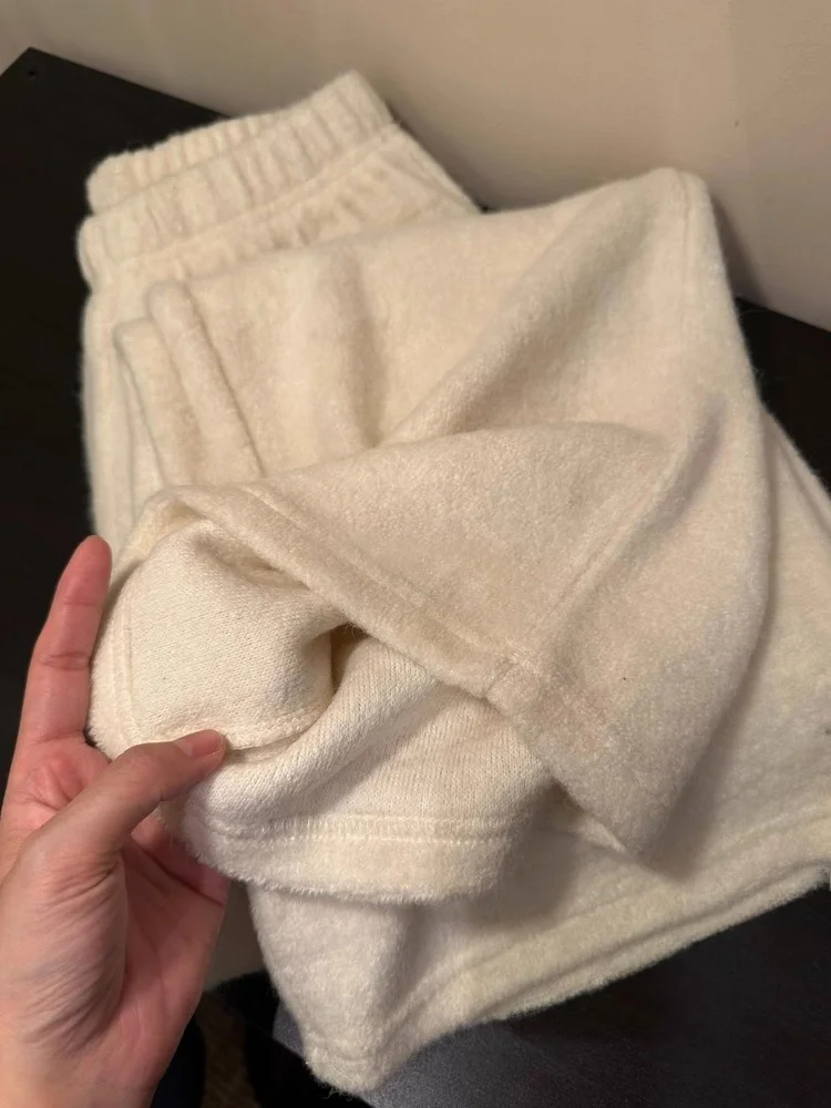 

Широкие брюки Thiened Fce для женщин, осенне-зимние брюки с высокой талией, прямого кроя, корейские повседневные свободные брюки