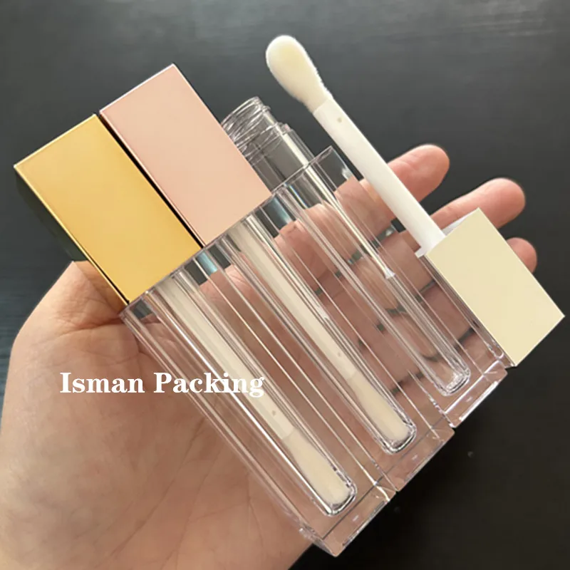 40pcs empty rose gold sliver big wand brush lip gloss tubes refillable lip balm bottles clear lipstick lipgloss containers 5ml