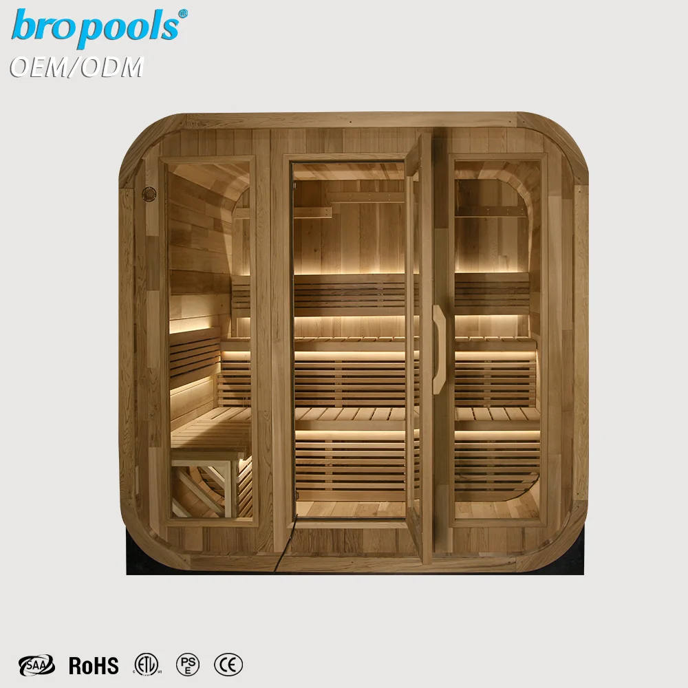 Factory Direct Outdoor Spruce Cube Dry Steam Sauna With Waterproof For 4-6 Person Home Use Spa Relaxation Sauna Room