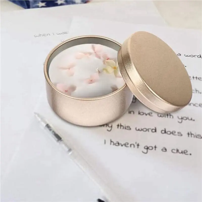 AT43-72 Pcs Candle Jar Decorative Labels Empty Storage Tins Candle Tin Can Candlestick Holders Round Tin Containers, A