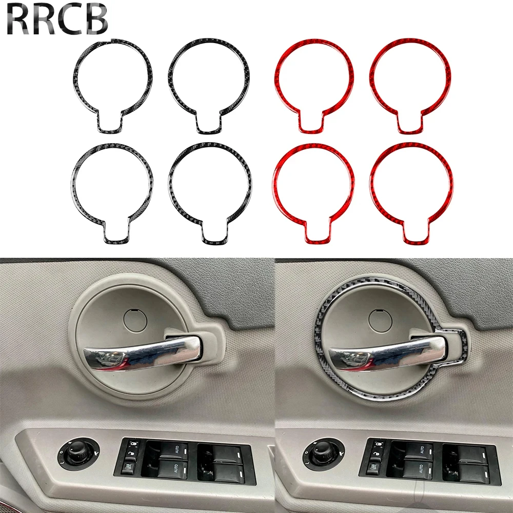 

For Dodge Avenger 2008 2009 2010 Real Carbon Fiber Center Door Handle Frame Trim Car Interior Accessories Cover Tuning Stickers