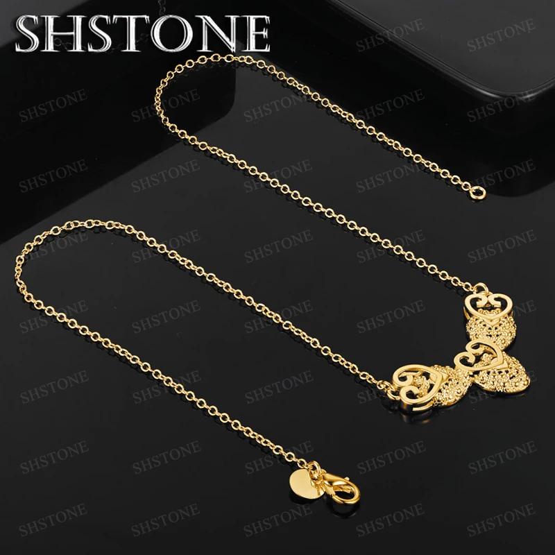 

45cm 18k Gold Heart Pendant Necklace O-Chain High-Quality Sweet Romantic Valentine's Day Fine Jewelry Birthday Party Gift