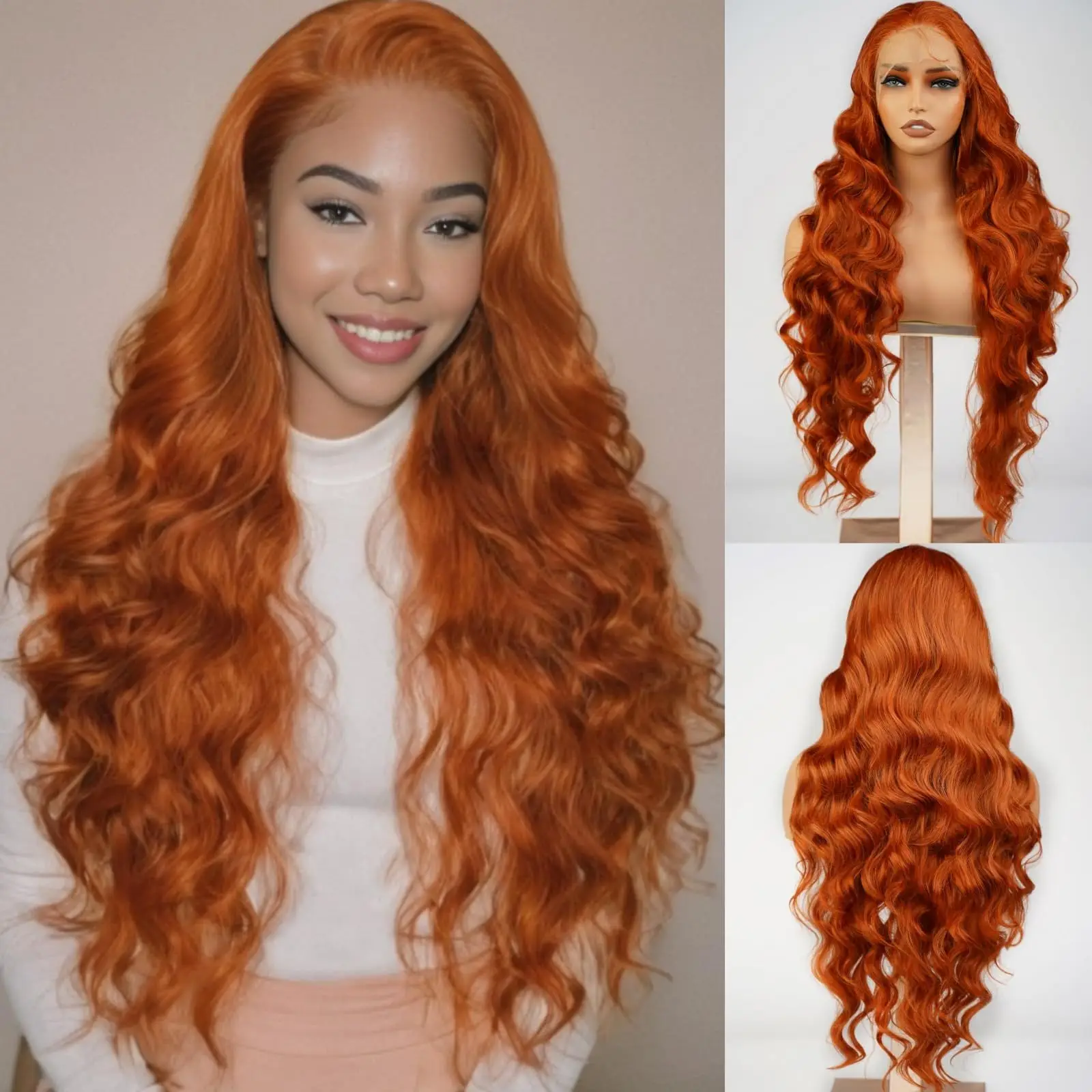 Ginger body Wave Frontal Wig Transparent 13x4 13x6 HD Lace Frontal Human Hair Wigs Human Hair Lace Frontal Wigs For Women