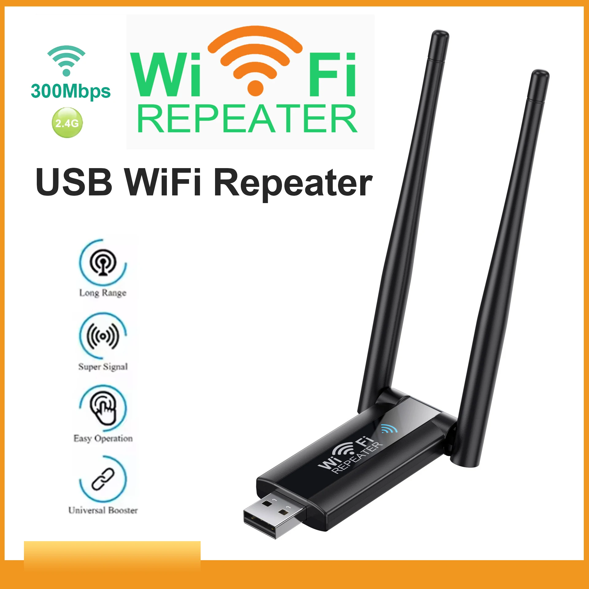 

USB 2.4G 300Mbps Wireless WiFi Repeater Extender Router Wi-Fi Signal Amplifier Booster Long Range Network Card Adapter for PC
