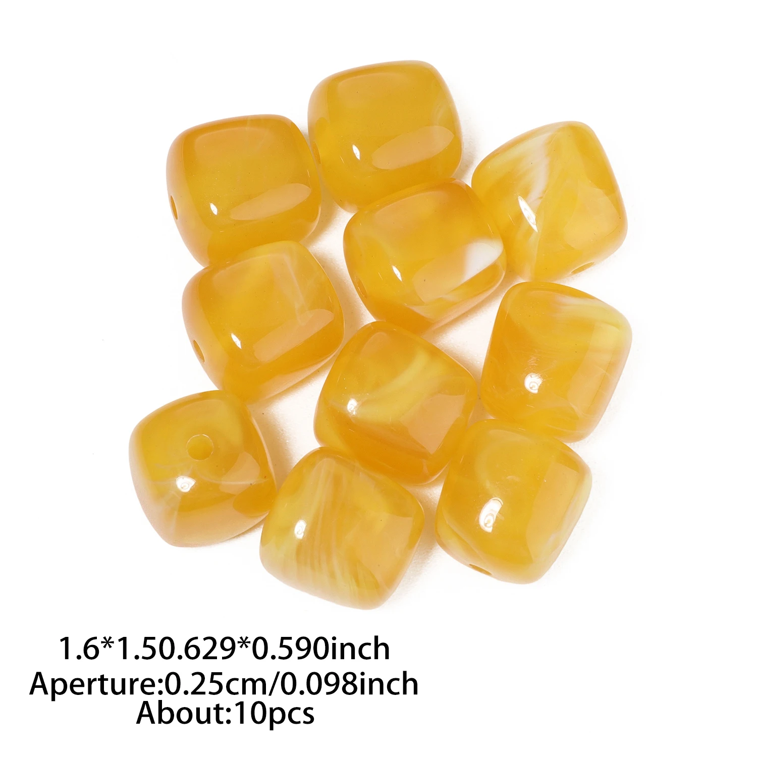10 Stück quadratische, perforierte Acrylperlen, 16 x 15 mm, zweifarbig, lose Perlen zum Basteln von Schmuck, zum Beispiel für Halsketten und Armbänder. – Detail 10
