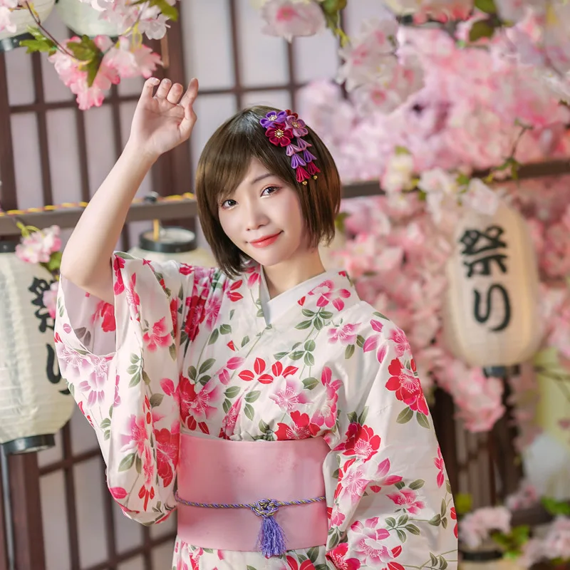 

Women Girls Japanese Lolita Sakura Tassel Fan Hairpin Kimono Hairpin Headdress Harajuku Lady Cosplay Hair Clip Hair Accessories