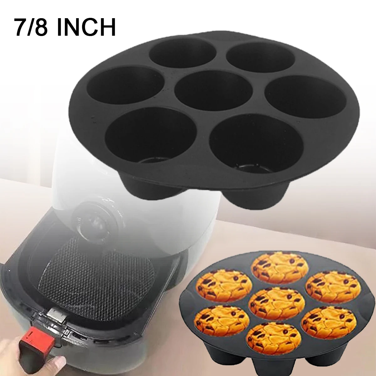 

Air Fryer Accessory 7-link Cake Cups Silicone 7-link Round Muffin Cups Cake Cups