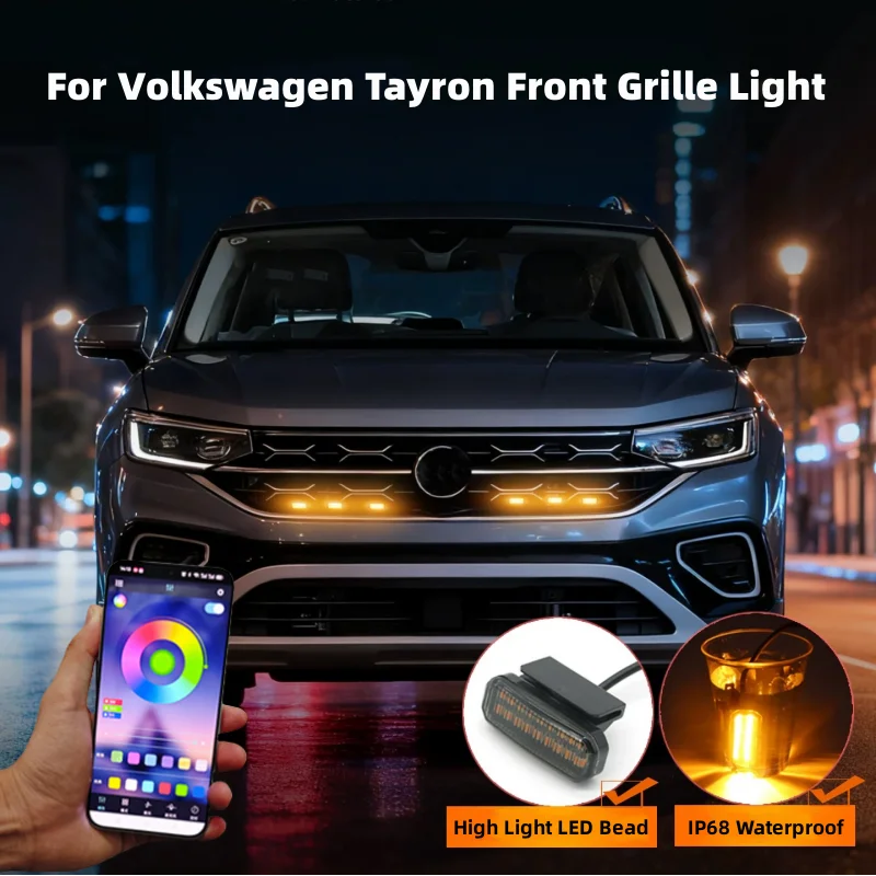 

Светодиодный передний светильник на решетке для VW Volkswagen Tayron 2019-2025, автомобильные дневные ходовые огни, лампа для бровей, 12 В