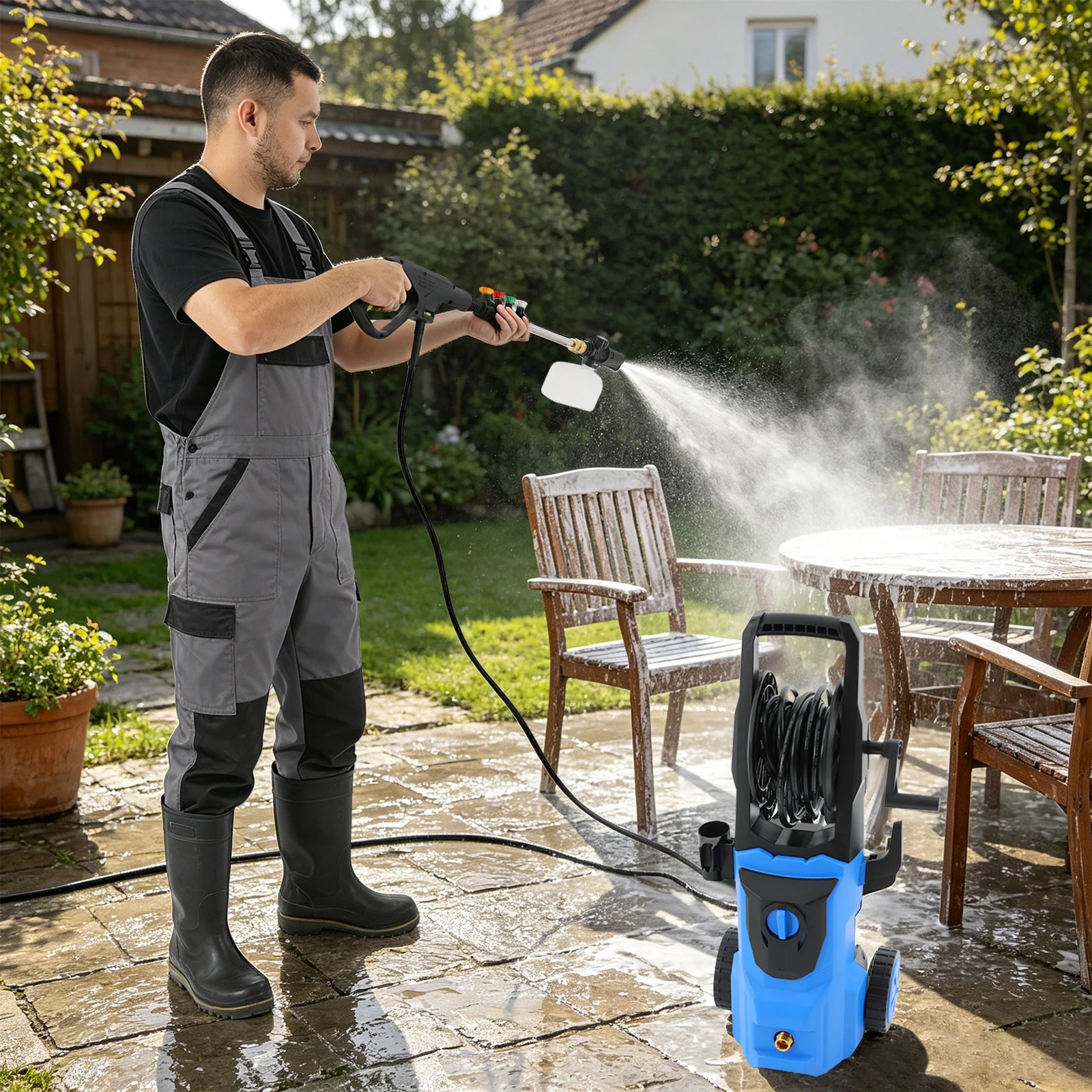 Power Pressure Cleaner, Electric Pressure Washer for Cars Fences Driveways Patios, 5000 PSI Cleaning Machine with 4 Nozzles