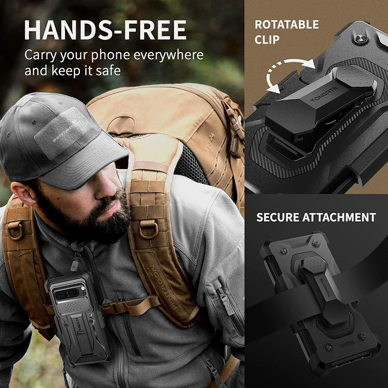 For Google Pixel 8 Pro Case built Slide Camera Cover Screen Protector Full-Body Shockproof Rugged Case with Kickstand Belt-Clip