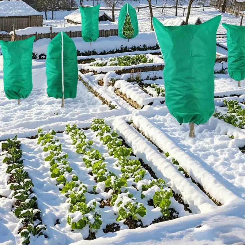 Non-Woven Winter Plant Cover With Zipper Drawstring Frost Protection Bag For Trees Shrubs Against Cold Snow Wind