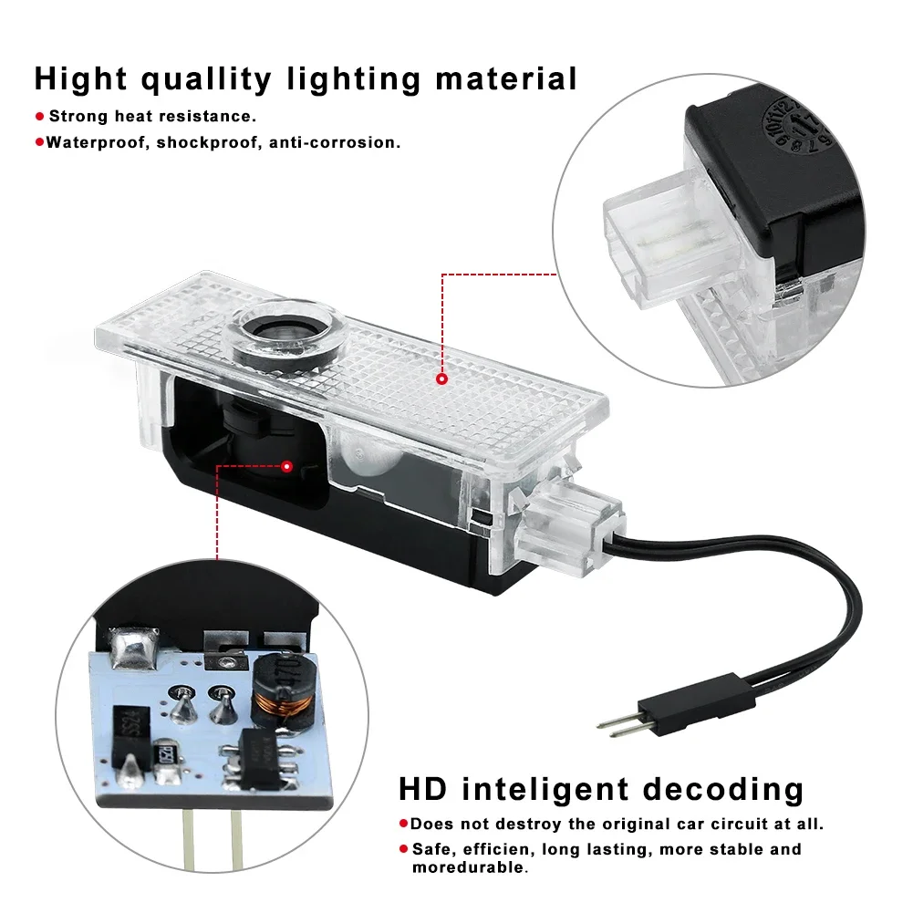 2x Uniwersalny Projektor Laserowy LED z Logo Powitalnym do Drzwi Samochodowych, Bezprzewodowe Światło Shadow Ghost dla Maserati Levante 2016-2021 2022 2023 2024