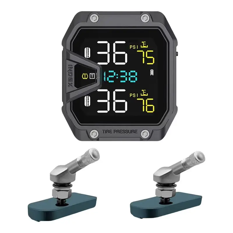 

ABXV-Motorcycle Tire Pressure Monitoring System Motorcycle Wireless Tire Pressure Monitor With 2 Sensors Internal