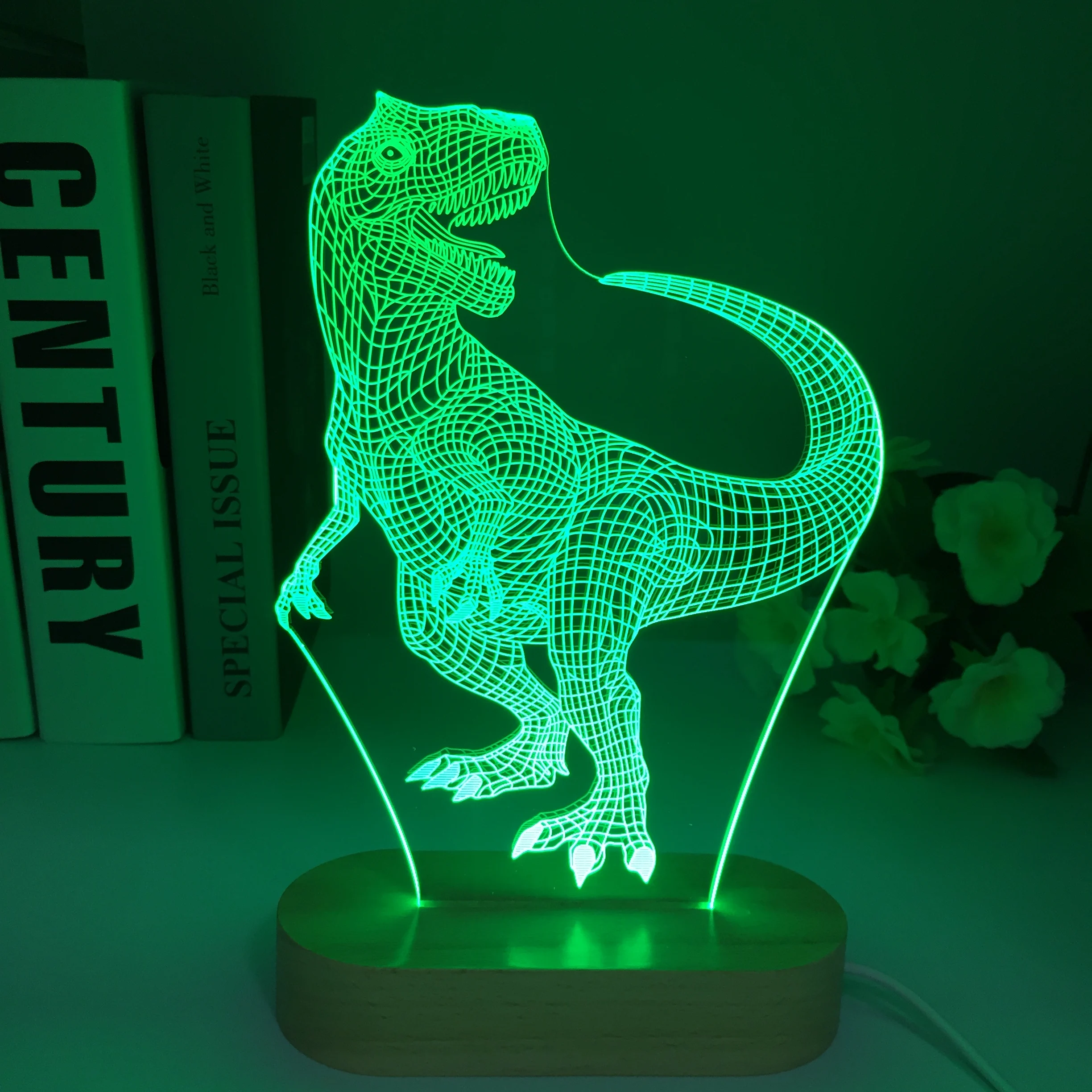 

Тираннозавр Рекс Динозавр 3D иллюзия Лампа меняющая цвета Дистанционное светодиодное ночное освещение дети Lampara детский спящий Декор подарки Вечерние