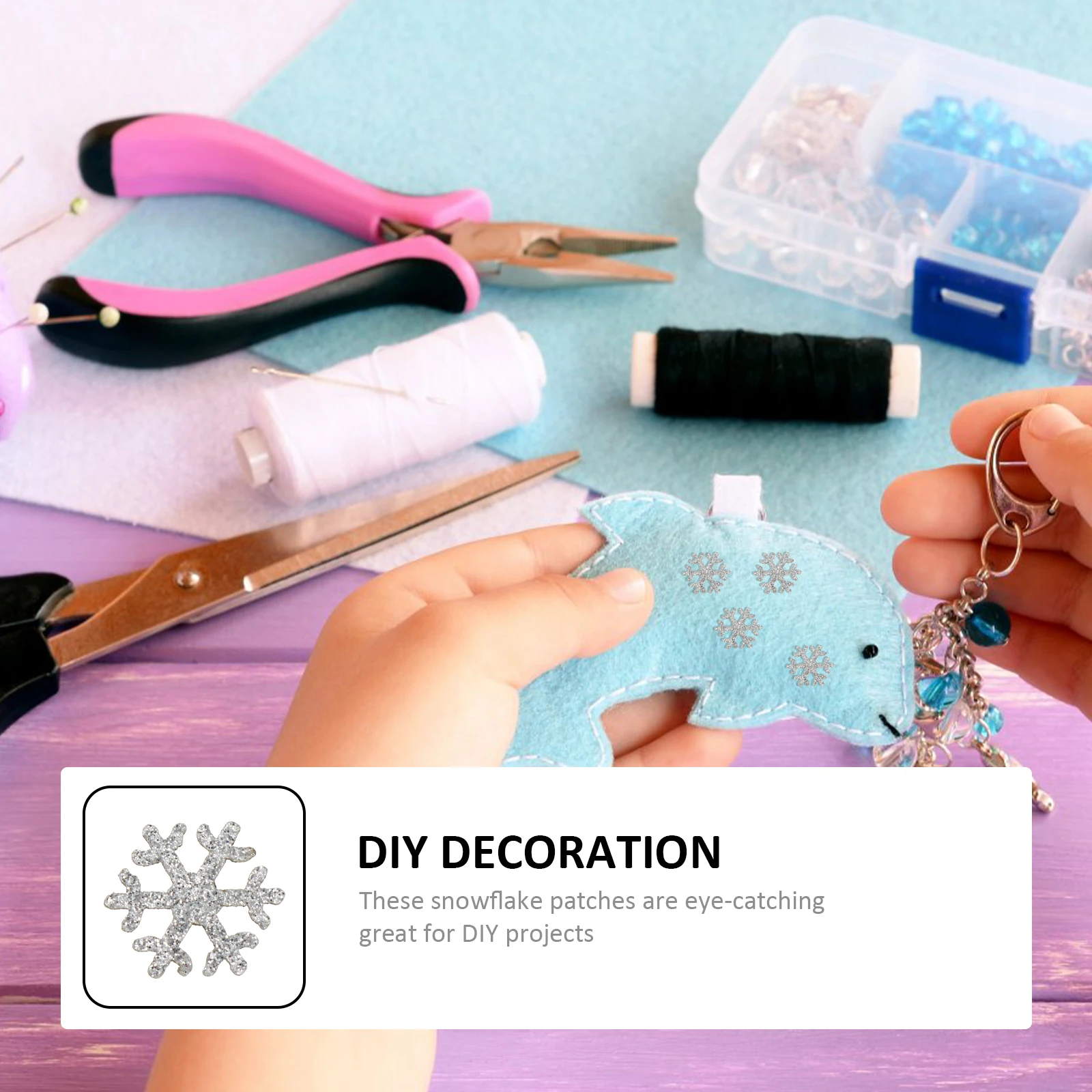 

50pcs Glitter Snowflake Pieces Diy Hairpin Wreath Decor For Cellphone Shell Clothing Accessories Handicraft Material Jewelry